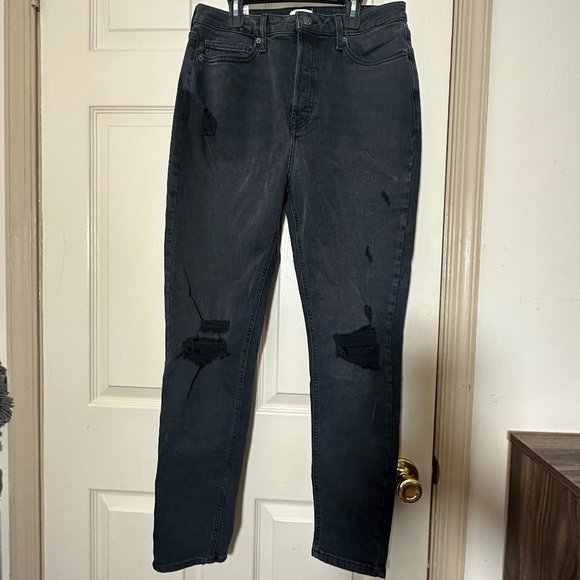Forever 21 Women's washed black High rise Skynny distressed jeans - Size 30 - Picture 1 of 10